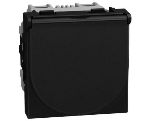 Light Now - розетка с крышкой 2К+З, цвет черный - YD4141P