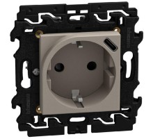 Light Now - розетка немецкого стандарта с USB C 2К+З, цвет камень - YG4141USB