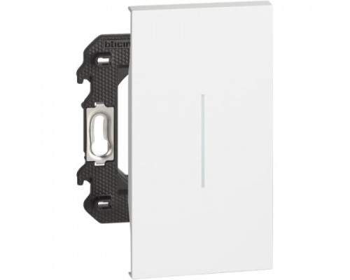 K4001A Выключатель одноклавишный 10А автоматические клеммы с панелью на 2 модуля Bticino Living Now Цвет Белый K4001A+KW01M2+K4702
