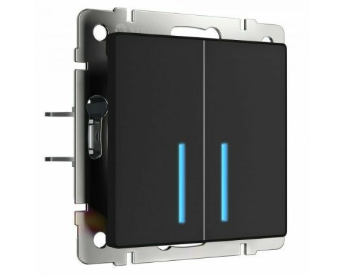 W4520008/ Сенсорный выключатель двухклавишный с подсветкой 1000 Вт (черный)