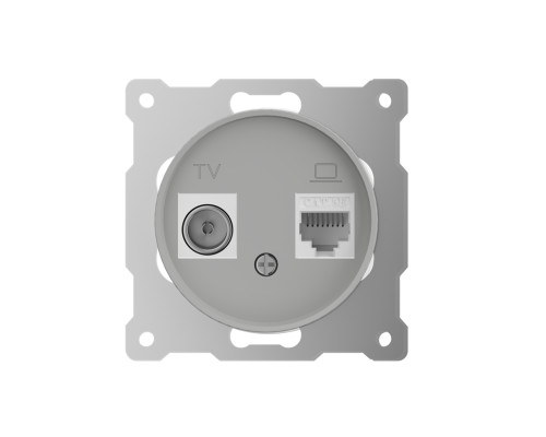 Розетка двойная антенна/компьютер TV/RJ45 кат.5e серый