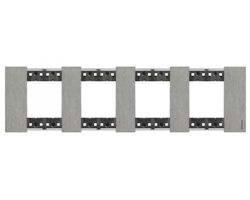 KA4802M4ZG Рамка на 4 поста, 8 модулей - Немецкий стандарт. Цвет Сталь. Bticino серия Living Now