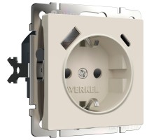 W1171762 Розетка с заземлением, шторками и USB тип A+C (айвори матовый) - a069611 - 4690389213274