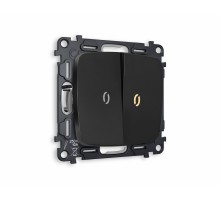 MO804010 Комплект механизма 2-кл выключателя с подсветкой 3200K OMEGA Черный матовый QUANT OP8040, VM115, G11Y)