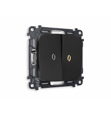 MO804010 Комплект механизма 2-кл выключателя с подсветкой 3200K OMEGA Черный матовый QUANT OP8040, VM115, G11Y)