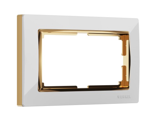 W0081933 Рамка для двойной розетки Snabb (белый золото)