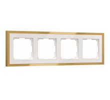 W0042853 Рамка на 4 поста Baguette (белый золотистая латунь)