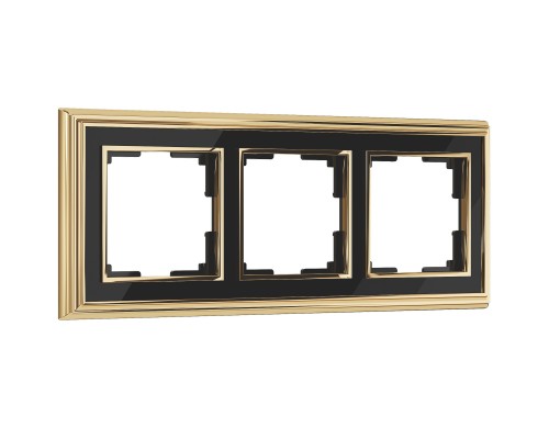 WL17-Frame-03 Рамка на 3 поста (золото черный)