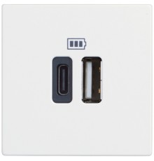 RW4287C2 Розетка зарядное устройство USB 2 разъёма тип - C/тип - A 3000мА - 2 модуля. Цвет Белый. Bticino серия CLASSIA. RW4287C2