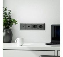 W1192004 Накладка для телефонной розетки RJ-11 (графит рифленый) - a050743 - 4690389158711