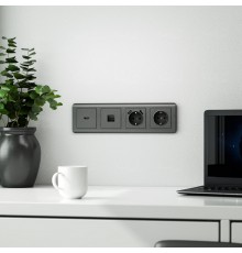 W1192004 Накладка для телефонной розетки RJ-11 (графит рифленый) - a050743 - 4690389158711