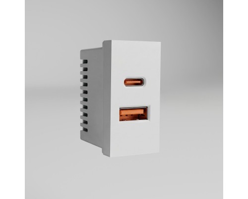 W1272701 Модульная розетка USB тип A+C 45*22,5 (белый)