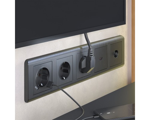 W1196004 Накладка для розетки HDMI (графит рифленый) - a050744 - 4690389158728