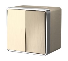 W5020210 Выключатель двухклавишный влагозащищенный Gallant (шампань рифленый) - a051045 - 4690389164262