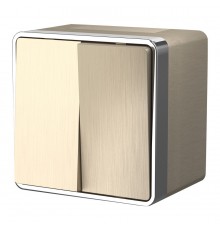 W5020210 Выключатель двухклавишный влагозащищенный Gallant (шампань рифленый) - a051045 - 4690389164262