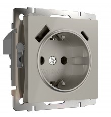 W1271704 Розетка с заземлением, шторками и USB тип A+C (дымчатый) - a069465 - 4690389211997