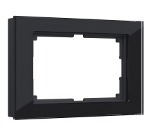 W0081108 Рамка для двойной розетки Favorit (черный,стекло) a051441 4690389160226