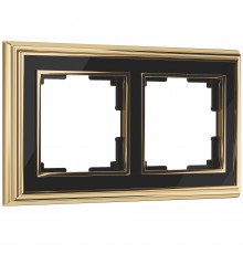 WL17-Frame-02 Рамка на 2 поста (золото черный) a037673 4690389103636