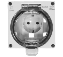 Розетка 1-я с з/к. и шт., открытой установки, серый, IP66, серия (тип) DIP66
