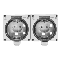 Розетка 2-я с з/к. и шт., открытой установки, серый, IP66, серия (тип) DIP66