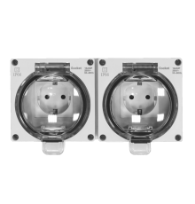Розетка 2-я с з/к. и шт., открытой установки, серый, IP66, серия (тип) DIP66