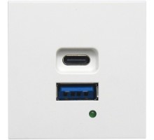 USB зарядное устройство, 4.2A , 65W, Type A + C, 2 мод., бел. (45х45мм)