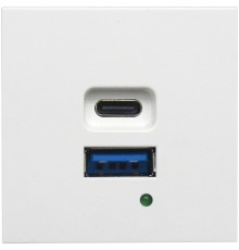 USB зарядное устройство, 4.2A , 65W, Type A + C, 2 мод., бел. (45х45мм)