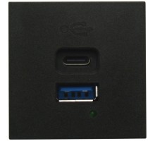 USB зарядное устройство, 4.2A , 65W, Type A + C, 2 мод., черн. матовая (45х45мм)