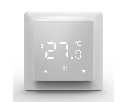Термостат с датчиком пола с Wi-Fi, программируемый через приложение,16 A, 55*55 мм, белое стекло