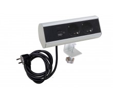 Настольный розеточный блок Ovaledesign в сборе: 2х220V, USB Type A+C, кабель
